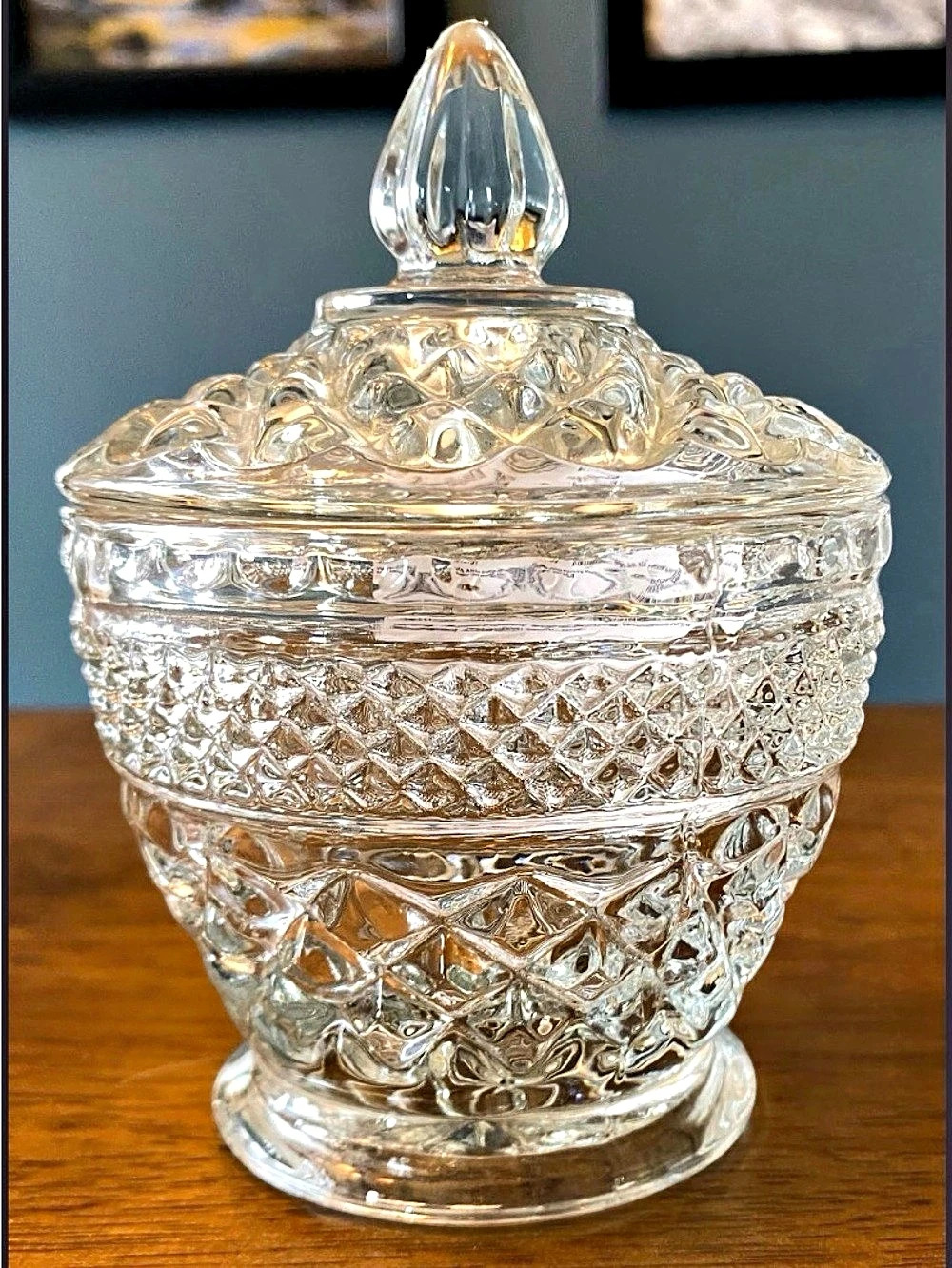 Vintage Anchor Hocking Wexford Glass Candy Dish With Lid